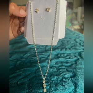 NWT Diamond Necklace & Earrings Set